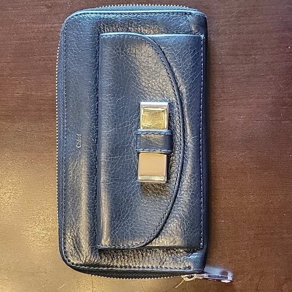 Chloe Black Long Wallet with Bow Pocket